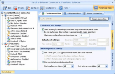 Screenshot of the application Serial over Ethernet - #1