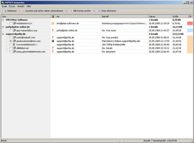 Screenshot of the application PSPOP3 Inspector - #1