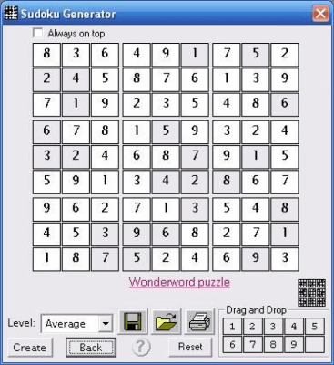 Screenshot of the application Sudoku generator - #2