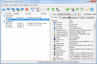 Screenshot of the application Network Asset Tracker Pro - #1