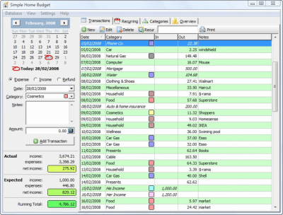 Screenshot of the application Simple Home Budget - #1