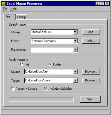 Screenshot of the application Excel Macro Processor - #1