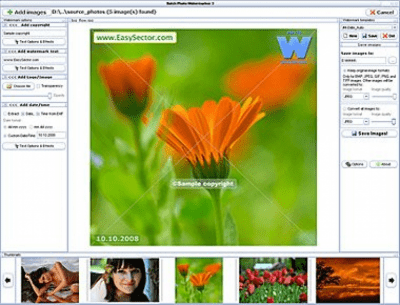 Screenshot of the application Batch Photo Watermarker - #1