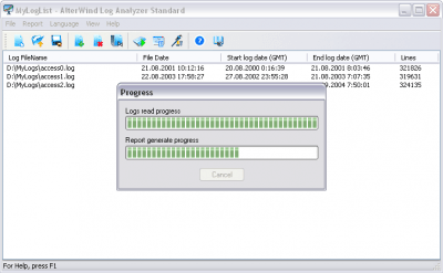 Screenshot of the application AlterWind Log Analyzer Standard - #1