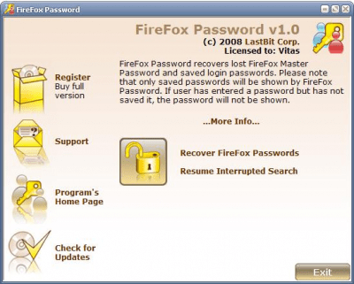 Screenshot of the application LastBit FireFox Password Recovery - #1