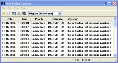 Screenshot of the application SolarWinds Free Kiwi Syslog Server - #1