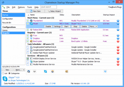 Screenshot of the application Chameleon Startup Manager Lite - #1