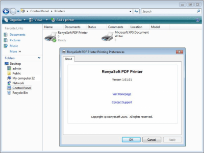 Screenshot of the application RonyaSoft PDF Printer - #1