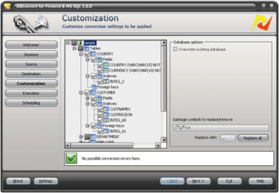 Screenshot of the application DBConvert for Firebird and MS SQL - #1