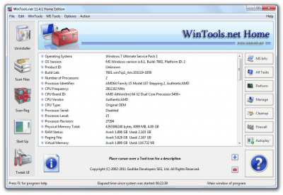 Screenshot of the application WinTools.net Home Edition - #1