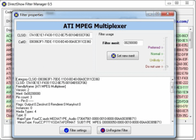 Screenshot of the application DirectShow Filter Manager - #2