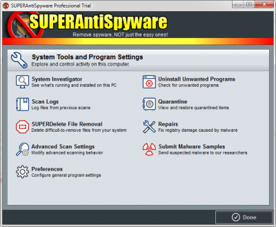 Screenshot of the application SUPERAntiSpyware - #1