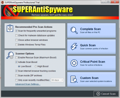 Screenshot of the application SUPERAntiSpyware - #2