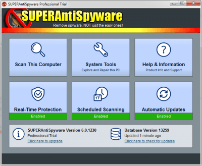 Screenshot of the application SUPERAntiSpyware - #3