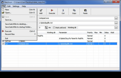 Screenshot of the application Batchrun - #1