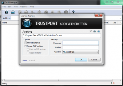 Screenshot of the application TrustPort Tools - #1