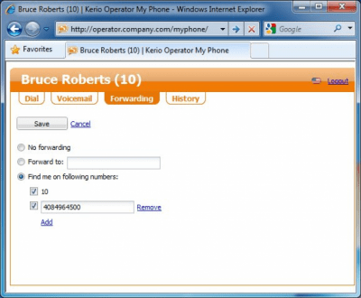 Screenshot of the application Kerio Operator - #1