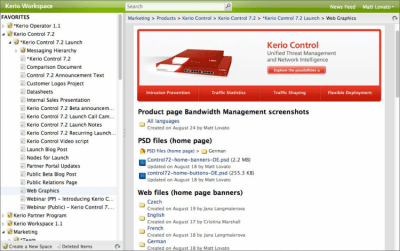 Screenshot of the application Kerio Workspace - #1