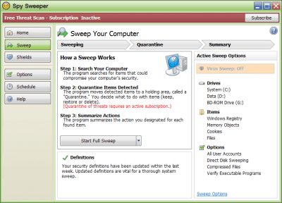 Screenshot of the application Spy Sweeper - #1