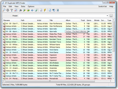 Screenshot of the application EF Duplicate MP3 Finder - #1