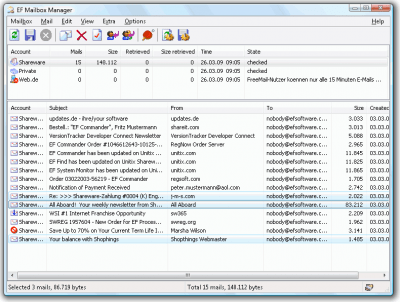 Screenshot of the application EF Mailbox Manager - #1