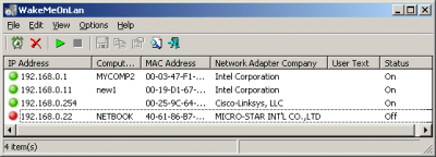 Screenshot of the application WakeMeOnLan - #1