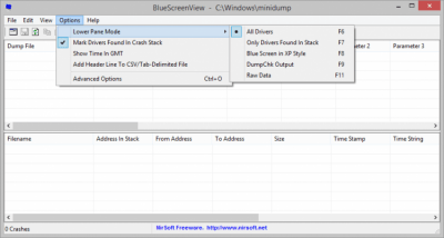 Screenshot of the application BlueScreenView - #2