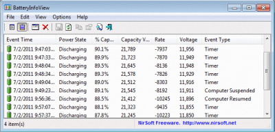 Screenshot of the application BatteryInfoView - #1