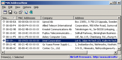 Screenshot of the application MACAddressView - #1