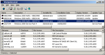 Screenshot of the application WinUpdatesList - #1