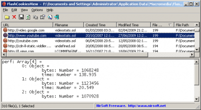Screenshot of the application FlashCookiesView - #1
