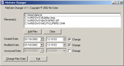 Screenshot of the application FileDate Changer - #1