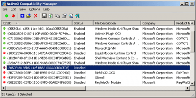 Screenshot of the application ActiveX Compatibility Manager - #1