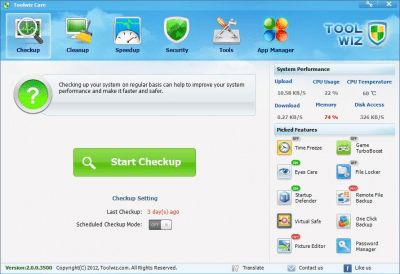 Screenshot of the application Toolwiz Care - #1