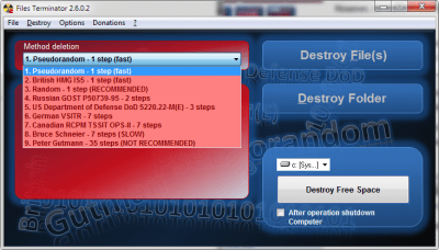Screenshot of the application Files Terminator - #2