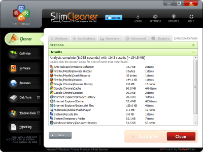 Screenshot of the application SlimCleaner - #3