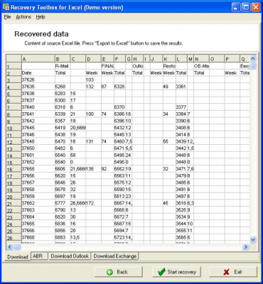 Screenshot of the application Excel Recovery Free - #2