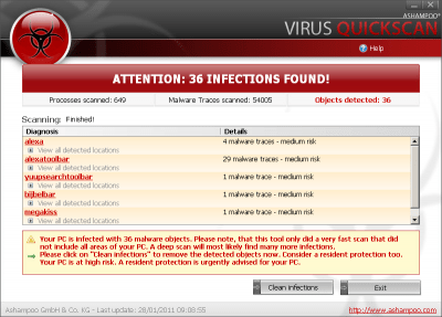 Screenshot of the application Ashampoo Virus Quickscan Free - #1