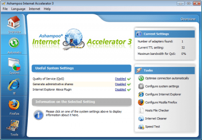 Screenshot of the application Ashampoo Internet Accelerator - #1