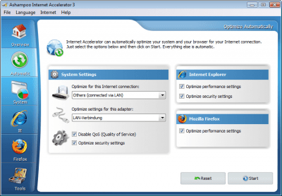 Screenshot of the application Ashampoo Internet Accelerator - #2