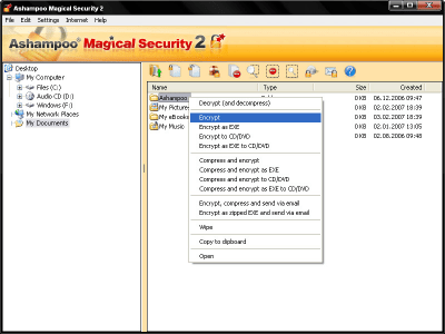 Screenshot of the application Ashampoo Magical Security 2 - #1