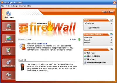 Screenshot of the application Ashampoo Firewall - #1