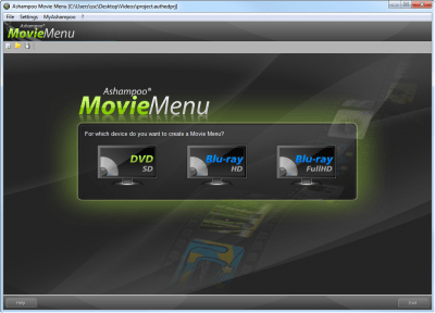 Screenshot of the application Ashampoo  Movie Menu - #1