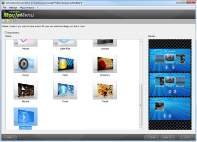 Screenshot of the application Ashampoo  Movie Menu - #2