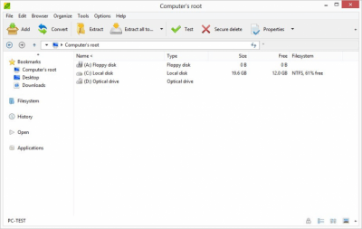Screenshot of the application PeaZip - #3
