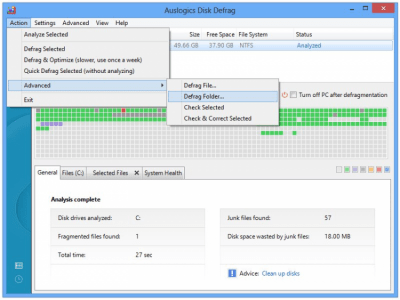 Screenshot of the application Auslogics Disk Defrag - #1