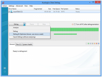 Screenshot of the application Auslogics Disk Defrag - #2