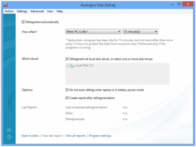 Screenshot of the application Auslogics Disk Defrag - #3
