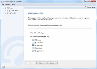 Screenshot of the application Auslogics Duplicate File Finder - #1