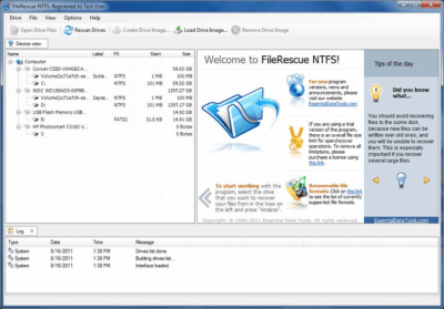 Screenshot of the application FileRescue for NTFS - #1